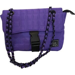 IHKWIP Purple Quilted Flap Crossbody Chain Shoulder Bag Women's Fashion
